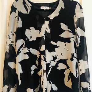 Calvin Klein Women’s Black & White Floral Blouse